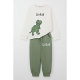 Breeze Erkek Çocuk Eşofman Takım Harika Dinozor Baskılı 1.5-5 Yaş, Ekru - 1,5 Yaş