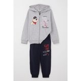 Breeze Erkek Çocuk Eşofman Takım Havalı Köpekçik Baskılı 1.5-5 Yaş, Açık Gri Melanj - 1,5 Yaş