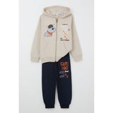 Breeze Erkek Çocuk Eşofman Takım Havalı Köpekçik Baskılı 1.5-5 Yaş, Bej - 1,5 Yaş