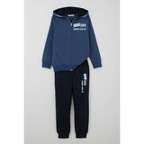 Breeze Erkek Çocuk Eşofman Takım Kapüşonlu Yazı Baskılı Cepli 8-14 Yaş, Indigo - İndigo - 9 Yaş