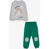 Breeze Erkek Çocuk Eşofman Takımı Dj Maymun Baskılı 1.5-5 Yaş, Gri Melanj - 1,5 Yaş