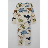 Breeze Erkek Çocuk Eşofman Takımı Kükreyen Güçlü Dinozorlar Desenli 1.5-5 Yaş, Krem - 3 Yaş