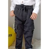 Breeze Erkek Çocuk Pantolon Kargo Cepli Beli Lastikli 1.5-5 Yaş, Füme - 4 Yaş