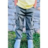 Breeze Erkek Çocuk Pantolon Kargo Cepli Beli Lastikli 6-10 Yaş, Haki Yeşil - 7 Yaş