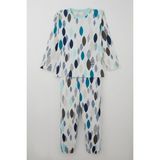 Breeze Erkek Çocuk Pijama Takımı Mavi Rüya Yaprak Desenli 9-12 Yaş, Beyaz - 10 Yaş