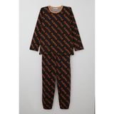 Breeze Erkek Çocuk Pijama Takımı Oyun Zamanı Küçük Oyuncu Yazılı 9-12 Yaş, Koyu Kahve - 10 Yaş