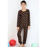Breeze Erkek Çocuk Pijama Takımı Oyun Zamanı Küçük Oyuncu Yazılı 9-12 Yaş, Koyu Kahve - 9 Yaş