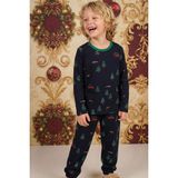 Breeze Erkek Çocuk Pijama Takımı Yılbaşı Temalı Çam Ağacı Desenli 4-8 Yaş, Lacivert - 6 Yaş
