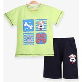 Breeze Erkek Çocuk Şortlu Takım Sevimli Köpekçik Fıstık Yeşili (1-4 Yaş) - 1,5 Yaş