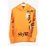 Breeze Erkek Çocuk Sweatshirt Baskılı Kapüşonlu 9-14 Yaş, Hardal Sarı