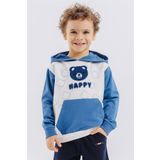 Breeze Erkek Çocuk Sweatshirt Mutlu Ayıcık Nakışlı Kapüşonlu 1.5-5 Yaş, Ekru