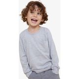 Breeze Erkek Çocuk Uzun Kollu Tişört Cepli 4-8 Yaş, Açık Gri Melanj - 7 Yaş