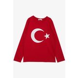 Breeze Erkek Çocuk Uzun Kollu Tişört Türk Bayraklı 5-10 Yaş, Kırmızı