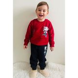 Breeze Girls & Boys Erkek Bebek Eşofman Takım Bisikletli Mutlu Köpekçik Baskılı 9 Ay-3 Yaş, Kırmızı - 1 Yaş