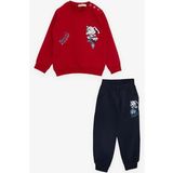 BREEZE GİRLS & BOYS Erkek Bebek Eşofman Takım Bisikletli Mutlu Köpekçik Baskılı 9 Ay-3 Yaş, Kırmızı