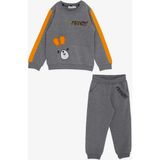 Breeze Girls & Boys Erkek Çocuk Eşofman Takım Hayvancık Baskılı Kulakları Hareketli 1-4 Yaş, Koyu Gri Melanj - 1,5 Yaş