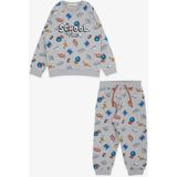 Breeze Girls & Boys Erkek Çocuk Eşofman Takımı Okul Temalı 1.5-5 Yaş, Gri Melanj - 1,5 Yaş