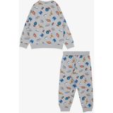 Breeze Girls & Boys Erkek Çocuk Eşofman Takımı Okul Temalı 1.5-5 Yaş, Gri Melanj - 2 Yaş