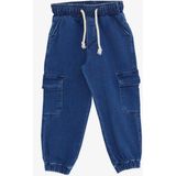 Breeze Girls & Boys Erkek Çocuk Kot Pantolon Beli Paçası Lastikli Kargo Cepli 1-4 Yaş, Mavi - 1 Yaş