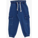 BREEZE GİRLS & BOYS Erkek Çocuk Kot Pantolon Beli Paçası Lastikli Kargo Cepli 1-4 Yaş, Mavi