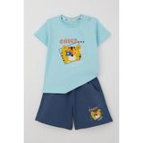 Breeze Girls & Boys Erkek Çocuk Şortlu Takım Fotoğrafçı Aslancık Baskılı 1-4 Yaş, Açık Mavi - 1,5 Yaş