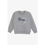 BREEZE GİRLS & BOYS Erkek Çocuk Sweatshirt Yazı Baskılı 2-6 Yaş, Açık Gri Melanj