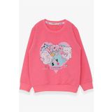 Breeze K17958 Neon Pembe Kalp Baskılı Kız Çocuk Sweatshirt