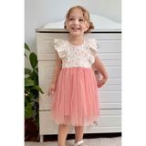 Breeze Kız Bebek Elbise Çiçekli Tüllü Fırfırlı 9 Ay-3 Yaş, Ekru - 1,5 Yaş
