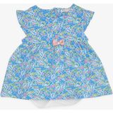 Breeze Kız Bebek Elbise Zıbınlı Çiçek Desenli Fiyonklu 9 Ay-3 Yaş, Mavi - 1,5 Yaş