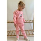 Breeze Kız Bebek Eşofman Takım Mutlu Pandacık Baskılı 9 Ay-3 Yaş Pembe Casual Stil