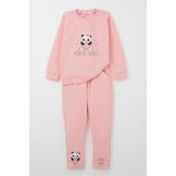 Breeze Kız Bebek Eşofman Takım Mutlu Pandacık Baskılı 9 Ay-3 Yaş Pembe Casual Temalı - 2 Yaş