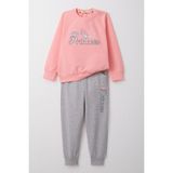 Breeze Kız Bebek Eşofman Takım Prenses Yazı Nakışlı 9 Ay-3 Yaş, Pembe - 1 Yaş