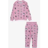 Breeze Kız Bebek Eşofman Takımı Prenses Dinozor Desenli 9 Ay-3 Yaş, Pembe