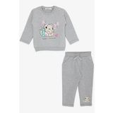 BREEZE Kız Bebek Eşofman Takımı Sevimli Hayvancık Dostlar 4 Ay-1.5 Yaş, Açık Gri Melanj