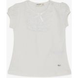 Breeze Kız Bebek Güpür Dantel Yaka Detaylı Pamuklu T-Shirt - Beyaz - 6 - 9 Ay