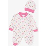 Breeze Kiz Bebek Patikli Tulum Cicek Desenli 0-3 Ay-6 Ay, Ekru