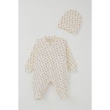 Breeze Kız Bebek Patikli Tulum Kiraz Bahçesi 0-6 Ay, Krem - 4 Ay