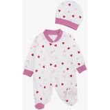 Breeze Kız Bebek Patikli Tulum Sevimli Renkli Kalp Desenli 0-3 Ay-6 Ay, Ekru - 4 Ay