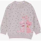 Breeze Kız Bebek Sweatshirt Mutlu Kedicikler 4 Ay-1.5 Yaş, Bej Melanj - 1 Yaş