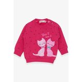 Breeze Kız Bebek Sweatshirt Mutlu Kedicikler 4 Ay-1.5 Yaş, Fuşya - 6 Ay