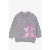 Breeze Kız Bebek Sweatshirt Mutlu Kedicikler 4 Ay-1.5 Yaş, Gri Melanj