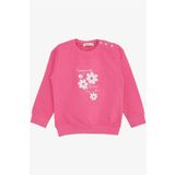 BREEZE Kız Bebek Sweatshirt Simli Çiçek Baskılı 9 Ay-3 Yaş, Pembe