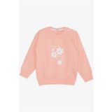 BREEZE Kız Bebek Sweatshirt Simli Çiçek Baskılı 9 Ay-3 Yaş, Somon