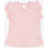 Breeze Kız Bebek Tişört Fırfırlı Nakışlı Güpürlü 6 Ay-2 Yaş, Pembe - 9 Ay