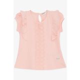 BREEZE Kız Bebek Tişört Fırfırlı Nakışlı Güpürlü 6 Ay-2 Yaş, Somon