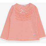 Breeze Kız Bebek Uzun Kollu Tişört Güpürlü Fiyonklu 6 Ay-8 Yaş, Somon - 3 Yaş