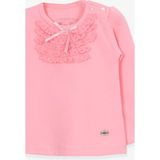 Breeze Kız Bebek Uzun Kollu Tişört Güpürlü Fiyonklu Pudra (6 Ay-2 Yaş) - 1 Yaş