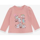 Breeze Kız Bebek Uzun Kollu Tişört Kedicik Baskılı 9 Ay-3 Yaş, Somon - 2 Yaş