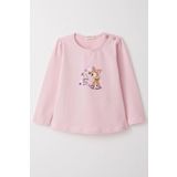Breeze Kız Bebek Uzun Kollu Tişört Sevimli Ceylancık Baskılı 9 Ay-3 Yaş, Pembe
