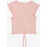 Breeze Kız Çocuk Crop Tişört Bağcıklı Fırfırlı 8-14 Yaş, Somon - 9 Yaş